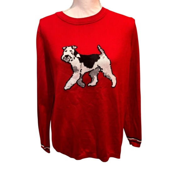 Tommy Hilfiger Sweaters - Tommy Hilfiger Women's Red Terrier Dog Crewneck Sweater Preppy Knit Size L